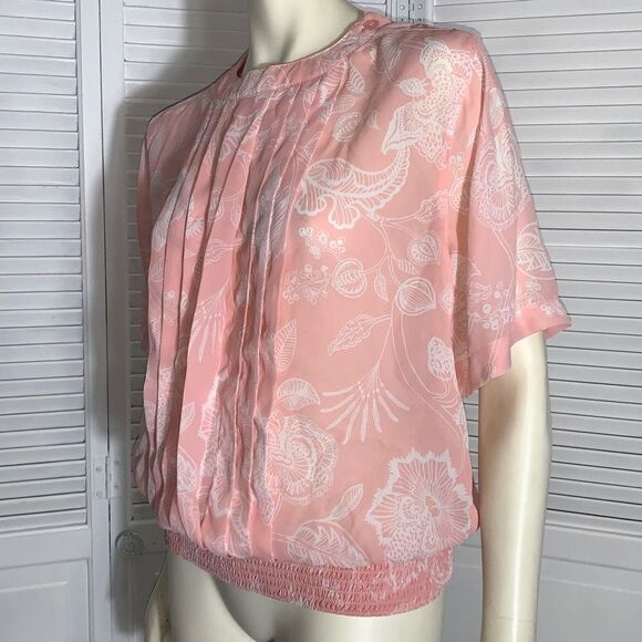 Vintage Pink Sheer Chiffon Pullover Slouchy Blouse Size 18 - Picture 14 of 16